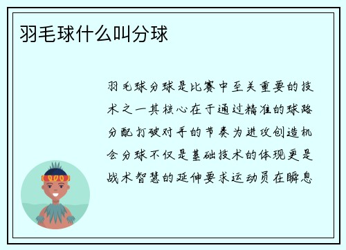 羽毛球什么叫分球